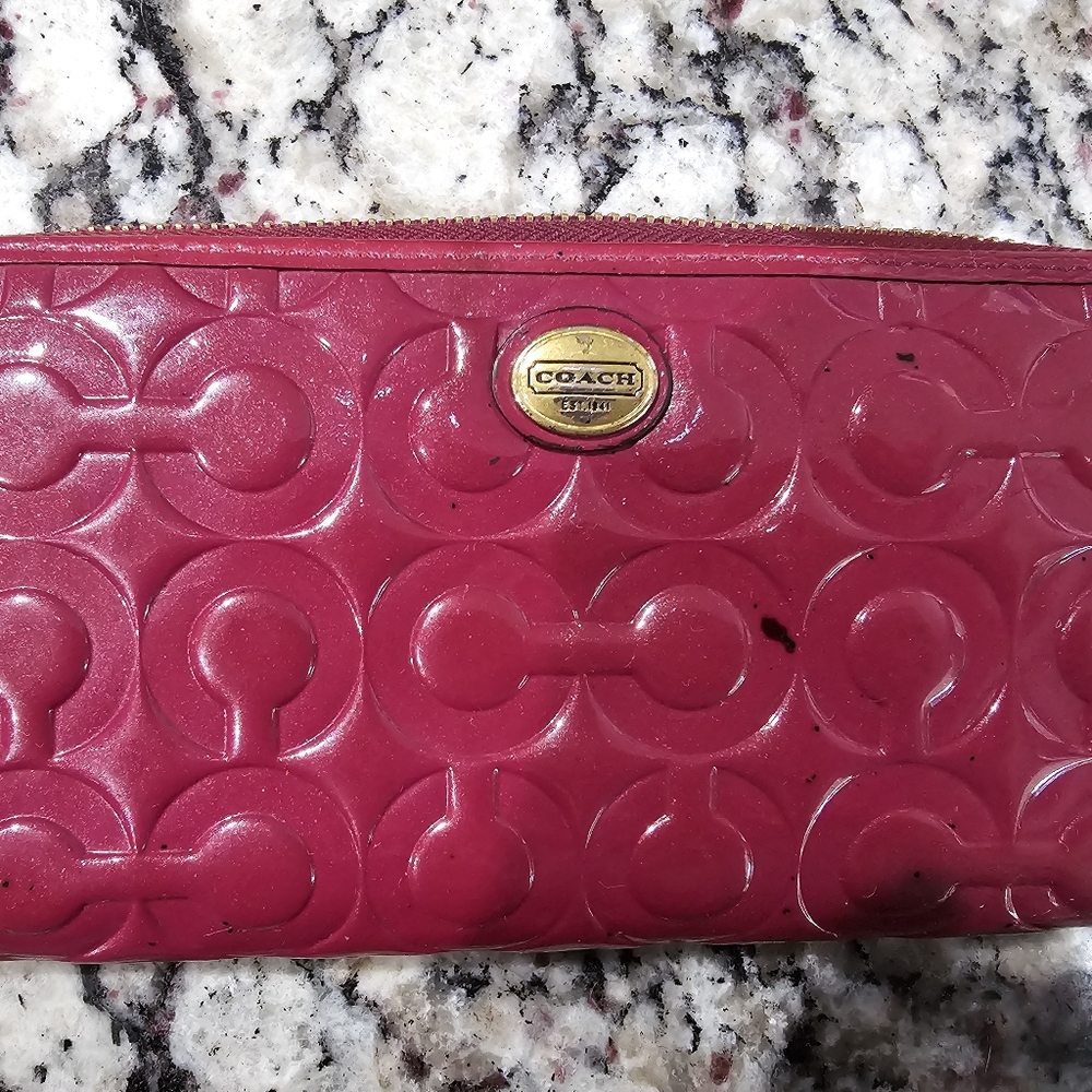 Coach Pink Magenta Embossed Wallet